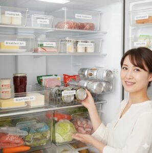 缶ストッカーで奥の飲料を取り出しやすく